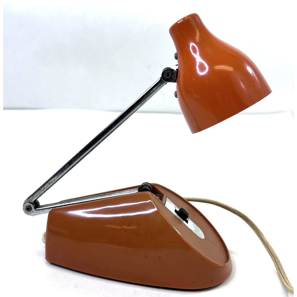 Vintage Hamilton Ind.  HC-18 Desk Lamp Orange MCM High Intensity Japan VIDEO
